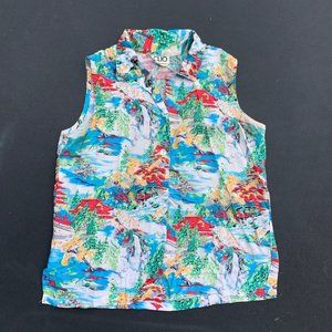 Clio Vintage Button Down Sleeveless Top